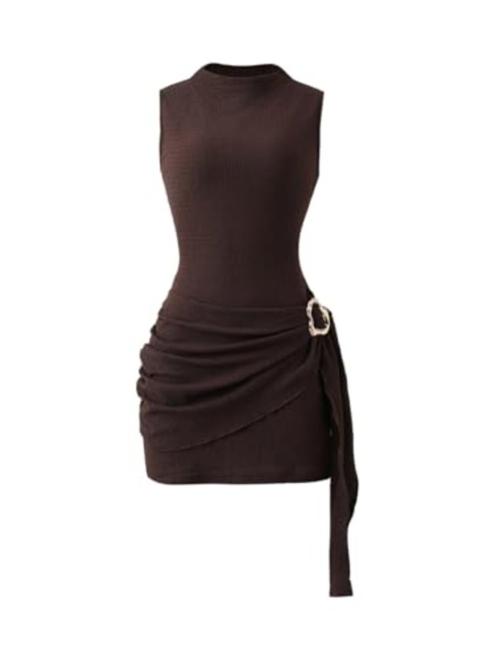 Women's Sleeveless Ruched Bodycon Mini Dress Mock Neck Party Date Night